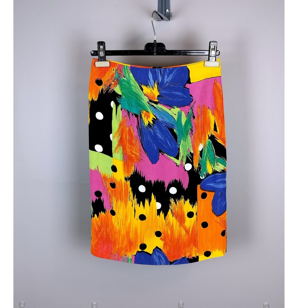 Vintage Abstract Floral Polka Dot Skirt Multicolour by‎ Simon Chang
